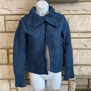 Sarah Spencer Blue Lambswool Shawl Collar Cardigan Size S